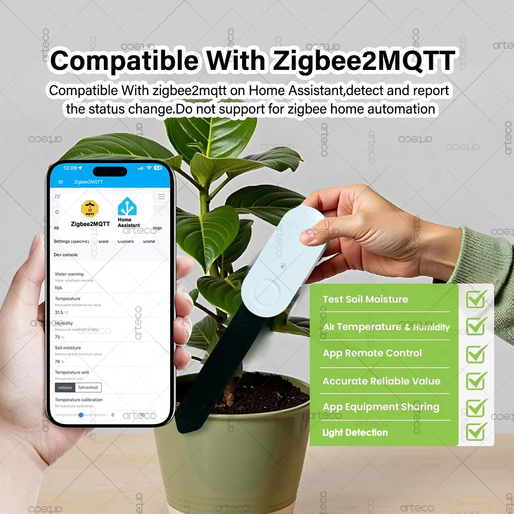 Zigbee 4-in-1 Smart Soil Tester — Illuminance Temperature