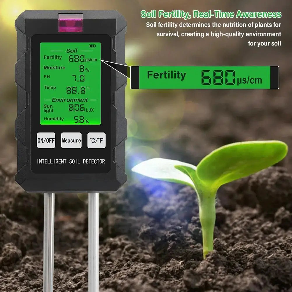 6-in-1 Multifunction Soil Meter Digital Hygrometer PH Tester