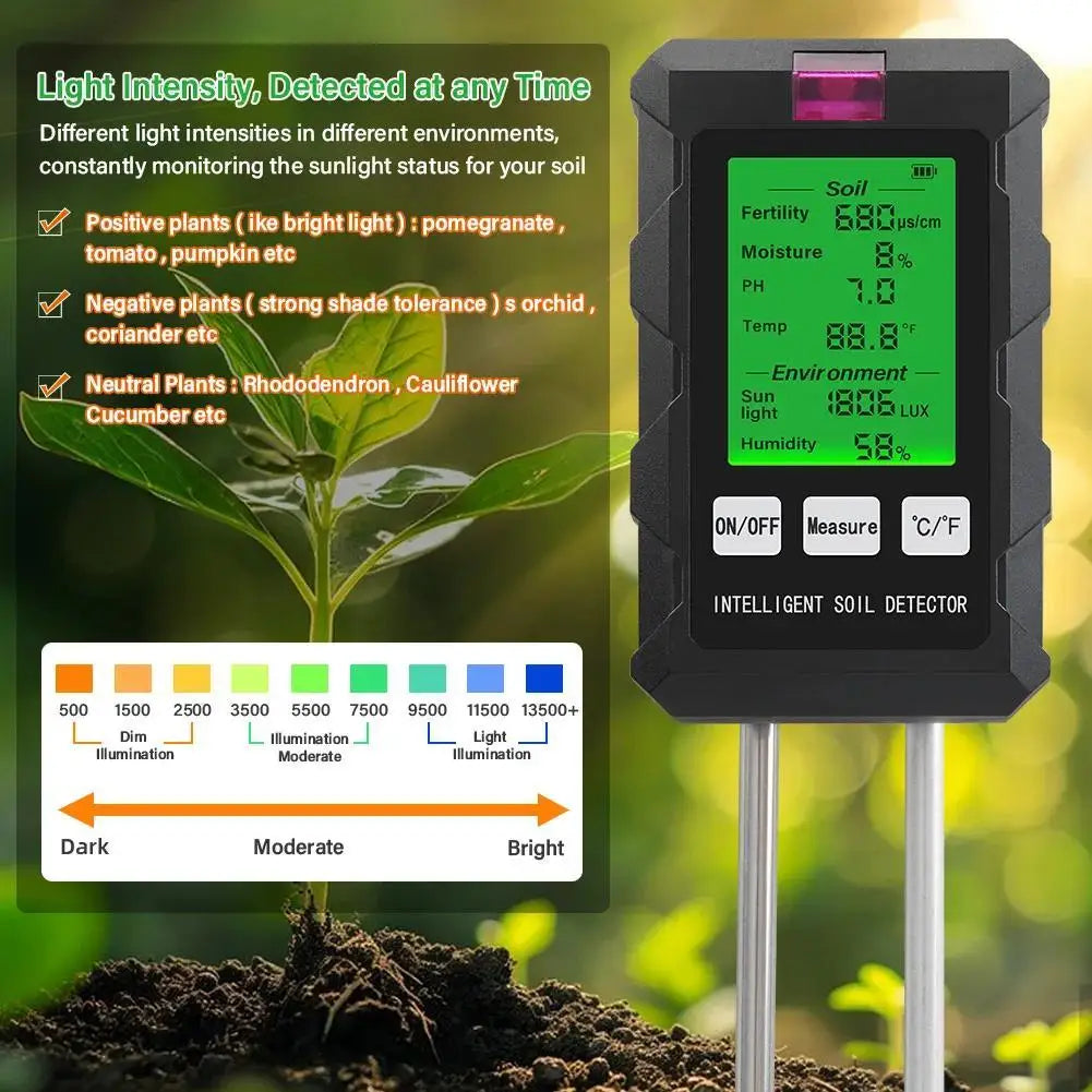 6-in-1 Multifunction Soil Meter Digital Hygrometer PH Tester