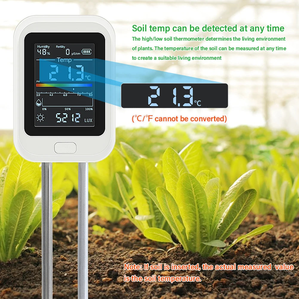 YIERYI 6-in-1 Rechargeable Soil PH Tester Moisture/fertility/sunlig…