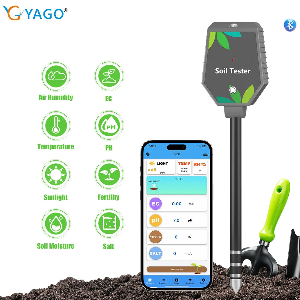 6-in-1 Multifunction Soil Meter Digital PH Tester Ec/light/moisture…