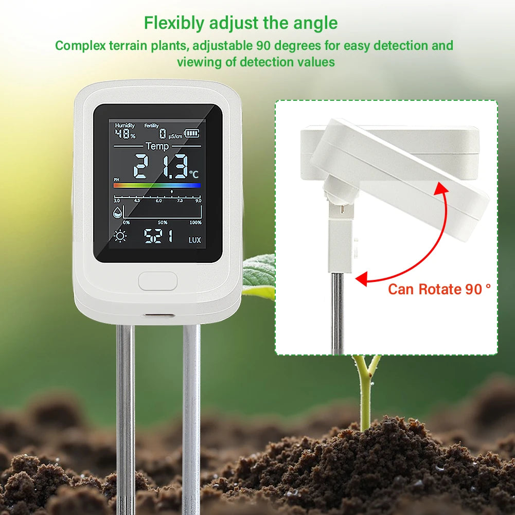 YIERYI 6-in-1 Rechargeable Soil PH Tester Moisture/fertility/sunlig…