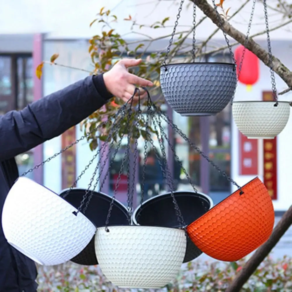 Plastic Imitation Weaving Flower Pot Self Absorbent Outdoor