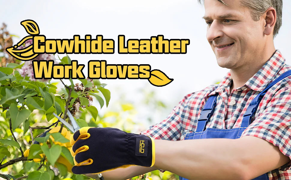 HANDLANDY Men Leather Gardening Gloves