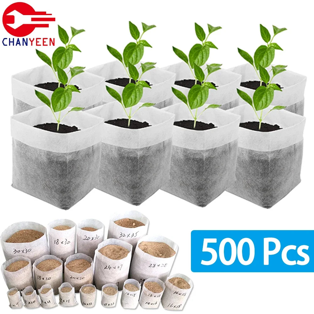 100-500Pcs Biodegradable Nursery Bag Plant Grow Bags