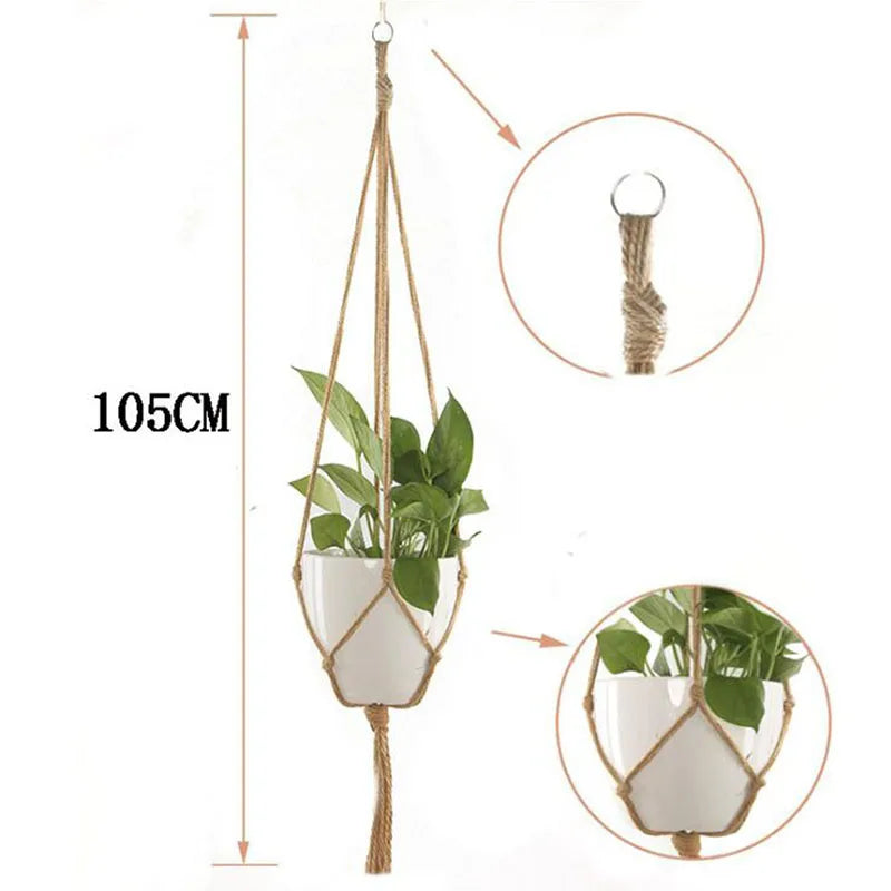Garden Hanging Planter Macrame Plant Storage Basket Jute