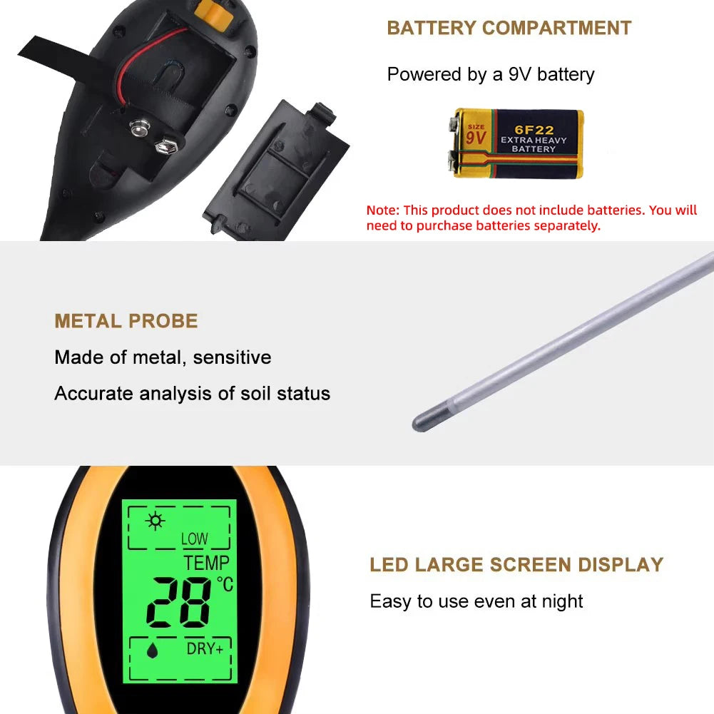 3-in-1 Soil PH Tester PH Light Moisture Acidity