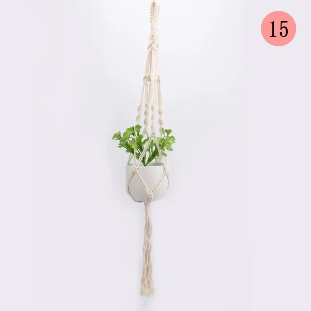 Handmade Macrame Flower Pot Wall Decor Courtyard Garden