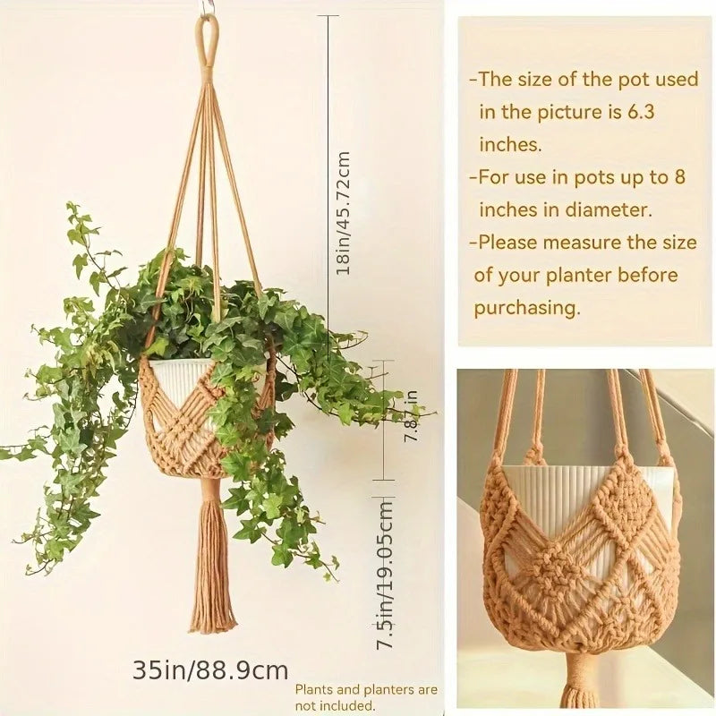 Boho Macrame Plant Hanger For Indoor Outdoor Hanging