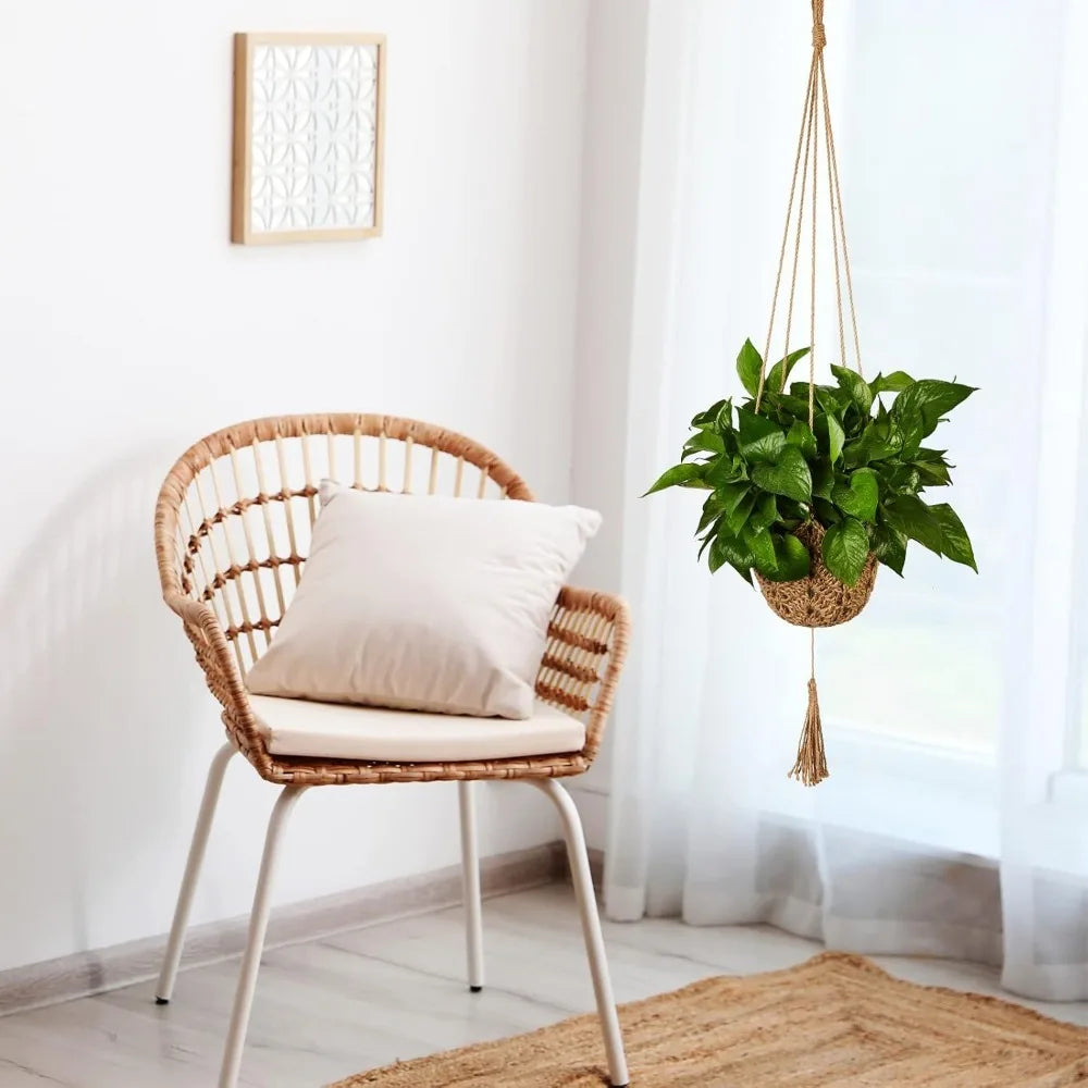 Handmade Macrame Flower Pot Wall Decor Courtyard Garden