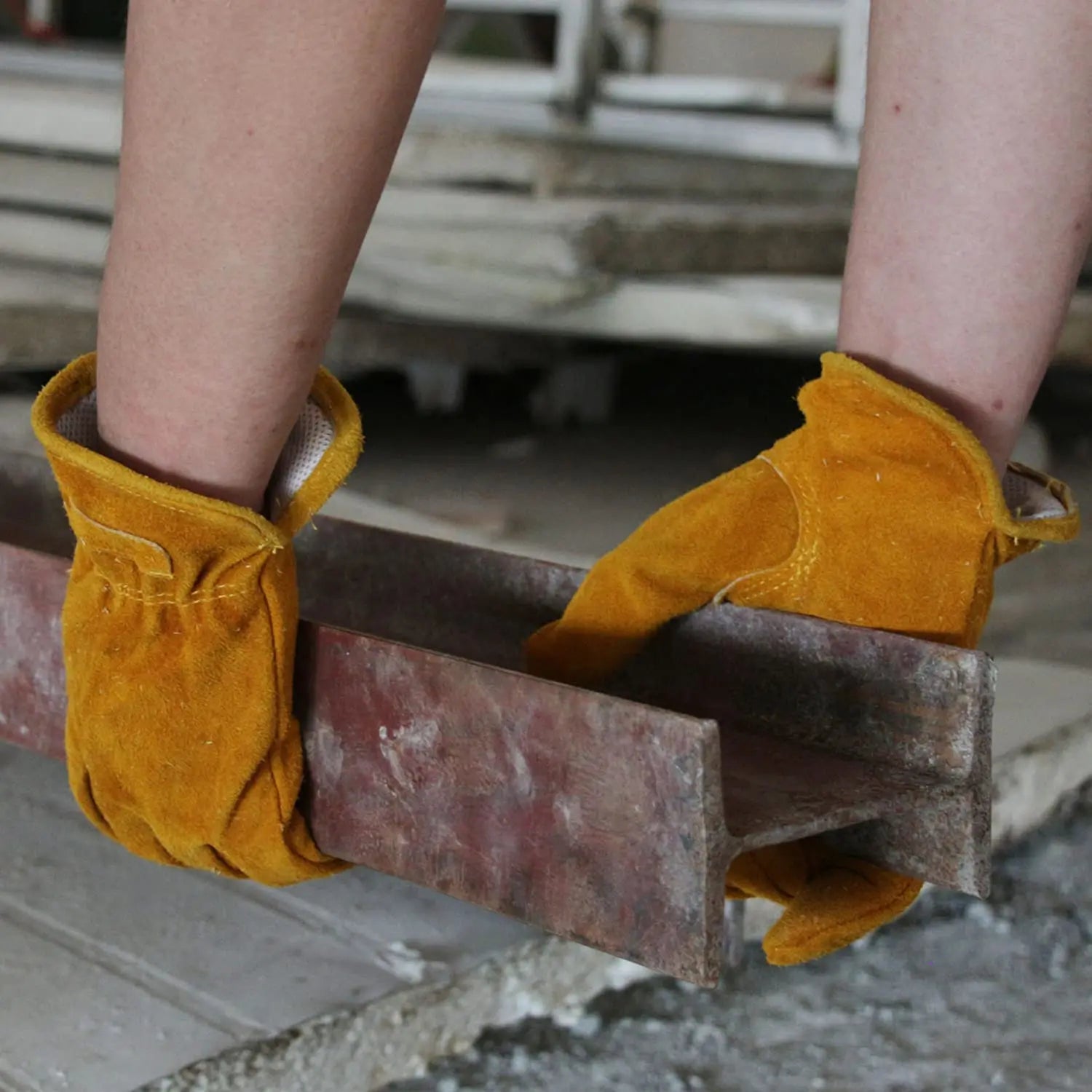 Leather Work Gloves Flex Grip Tough Cowhide