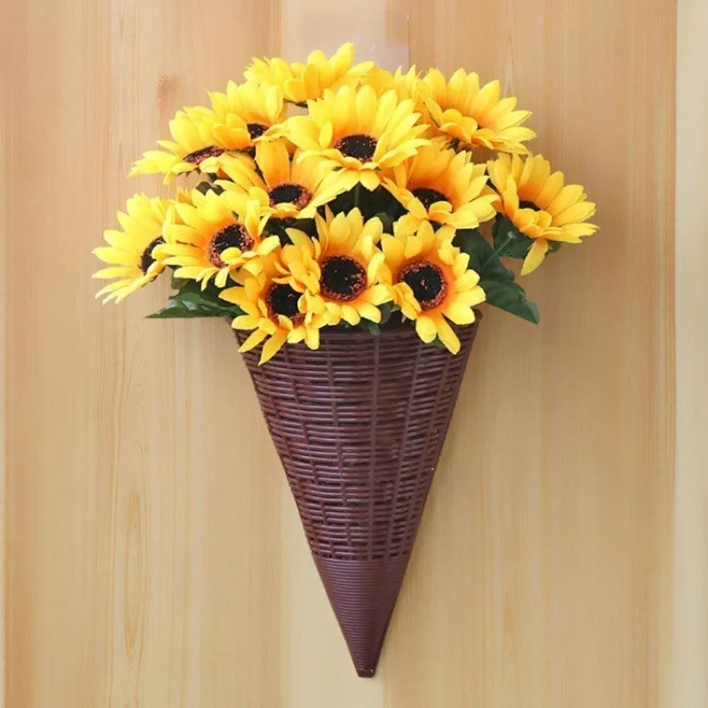 Plastic Hanging Flower Basket Fan-Shaped Pattern Durable Art