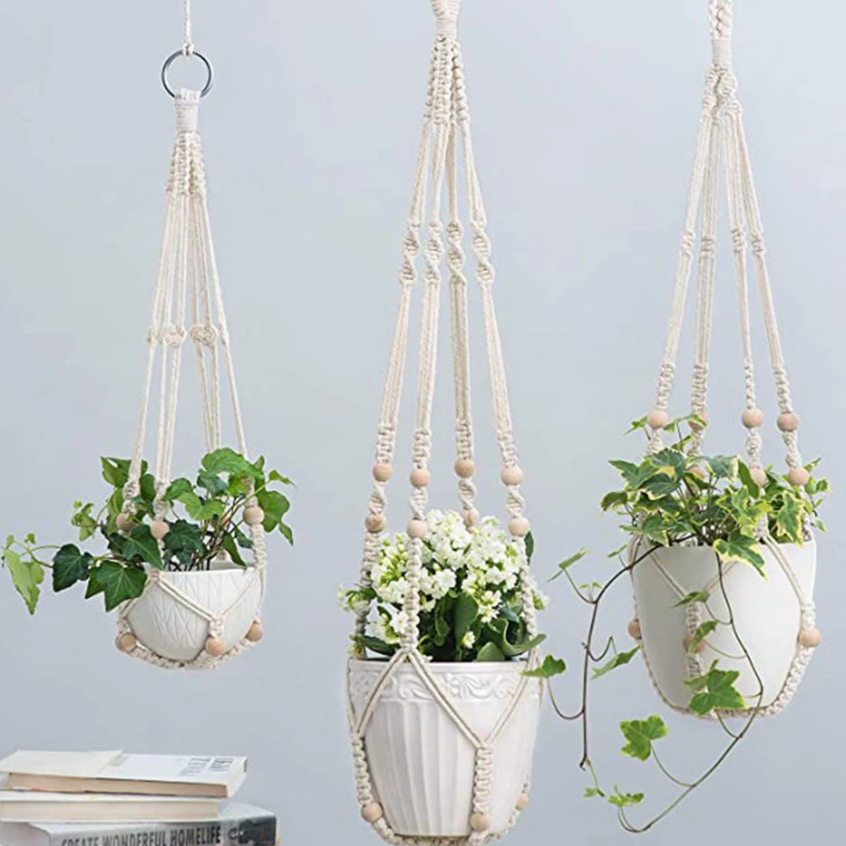 Gardening Green Plant Hanging Basket Cotton Rope Hanger