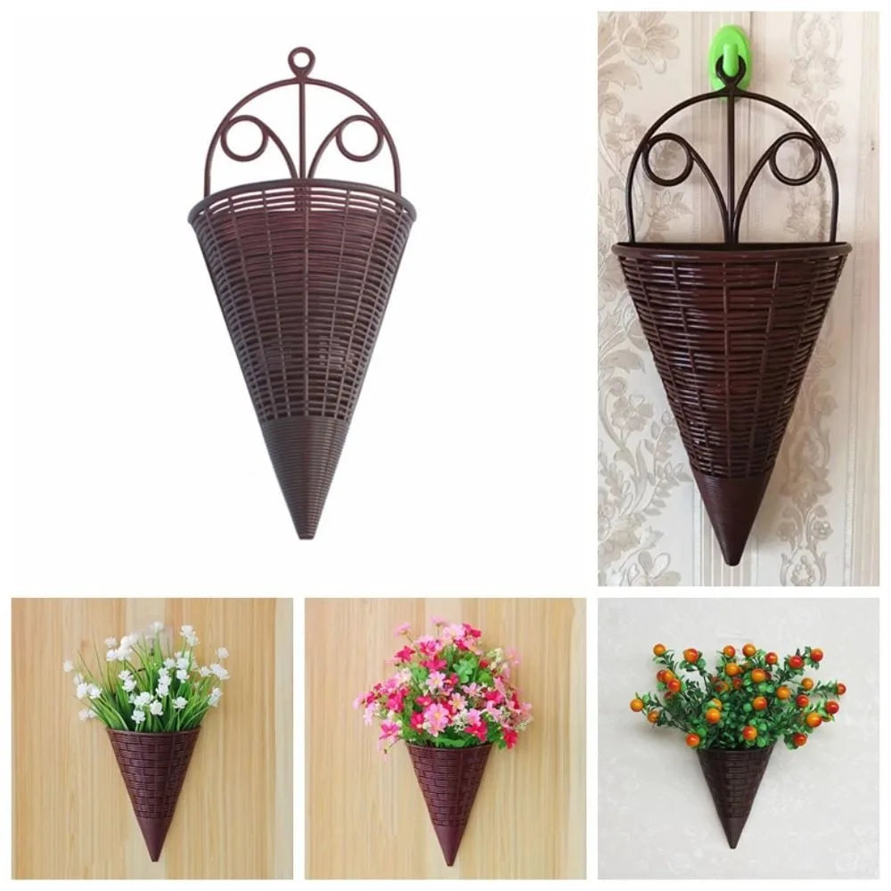 Plastic Hanging Flower Basket Fan-Shaped Pattern Durable Art