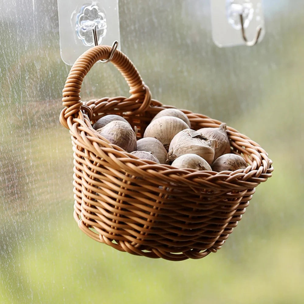 Home Hanging Woven Storage Basket Hand-Woven Wall Basket