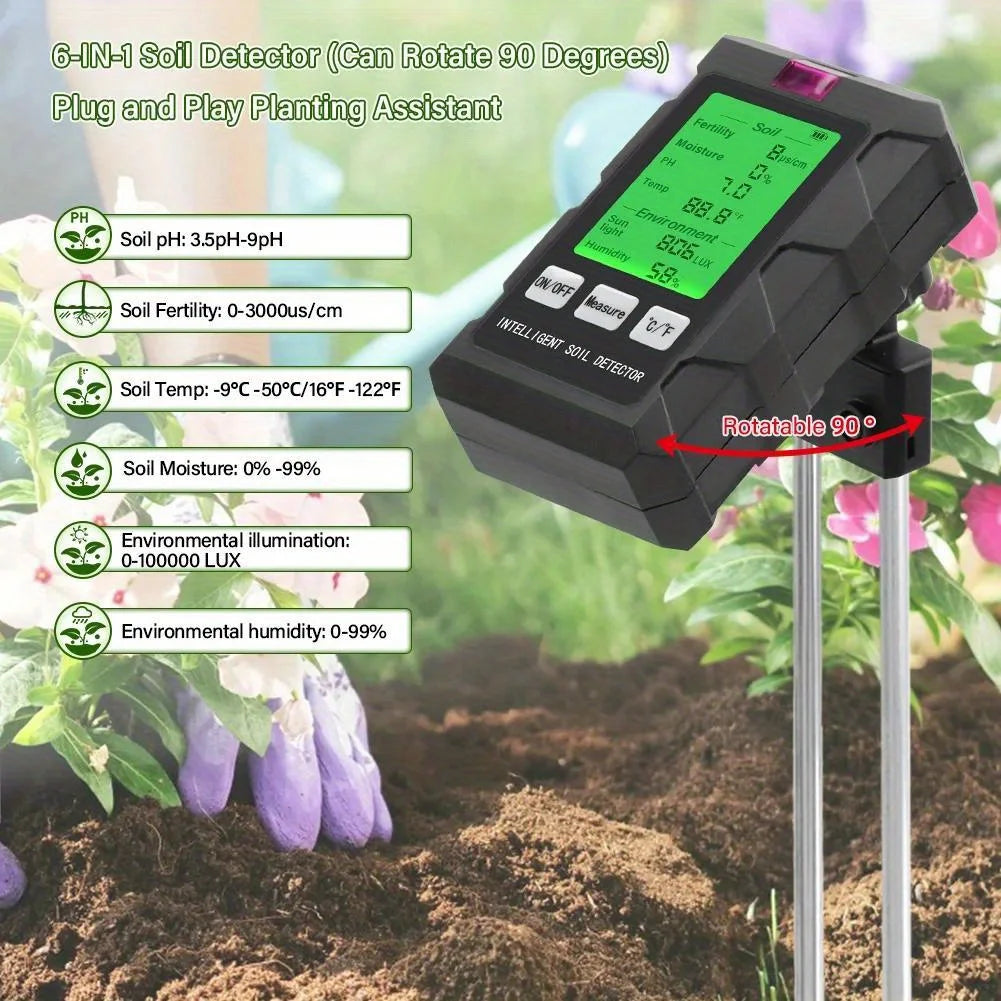 6-in-1 Multifunction Soil Meter Digital Hygrometer PH Tester