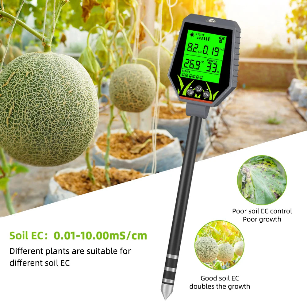 YIERYI Soil Meter Digital PH Moisture Fertility Light