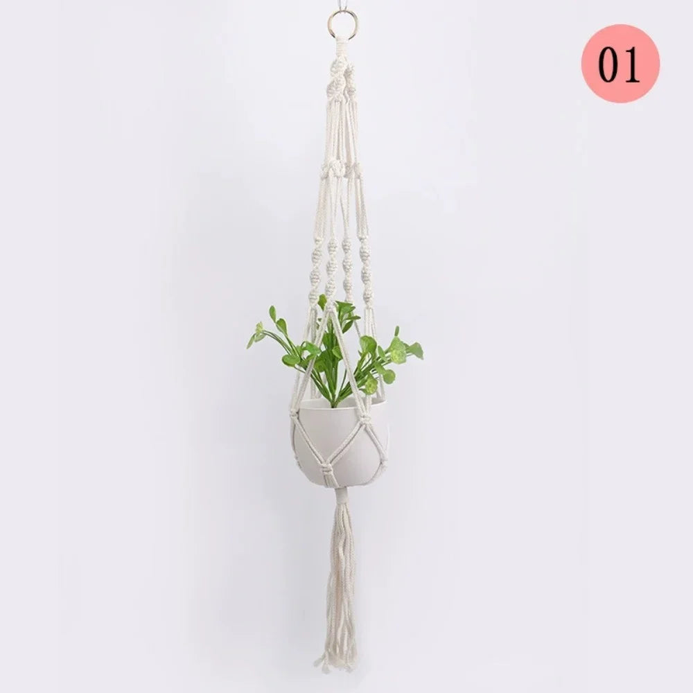 Handmade Macrame Flower Pot Wall Decor Courtyard Garden