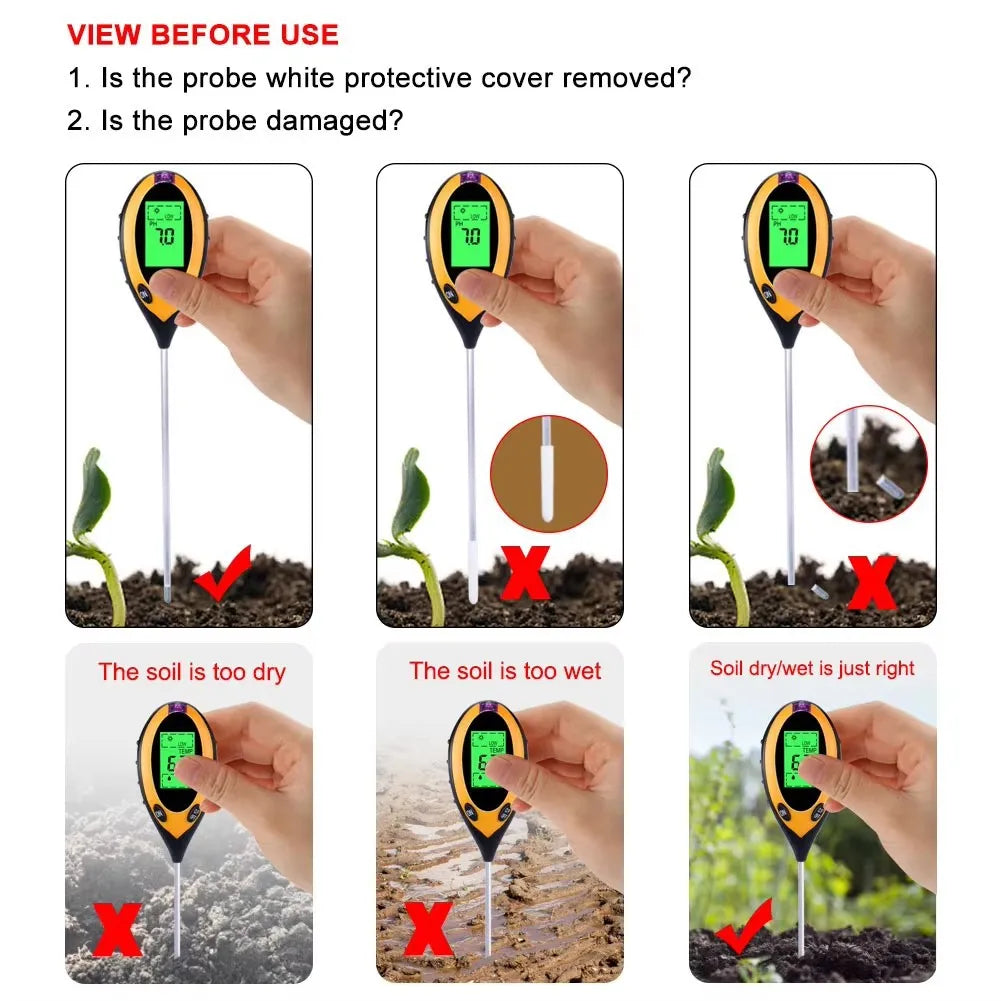 3-in-1 Soil PH Tester PH Light Moisture Acidity