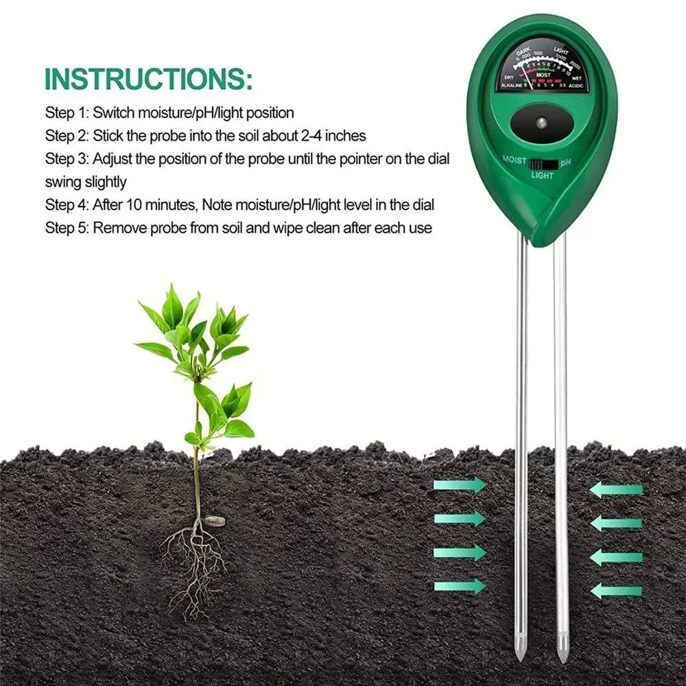 3-in-1 Soil Moisture Meter – No Battery Sunlight