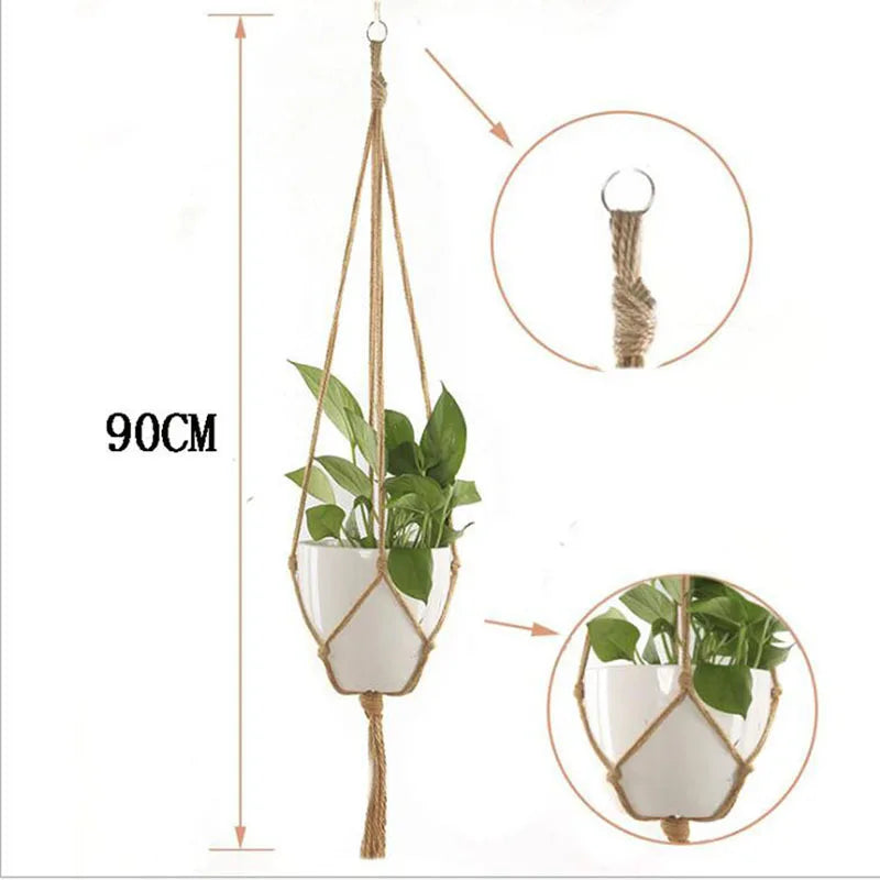 Garden Hanging Planter Macrame Plant Storage Basket Jute