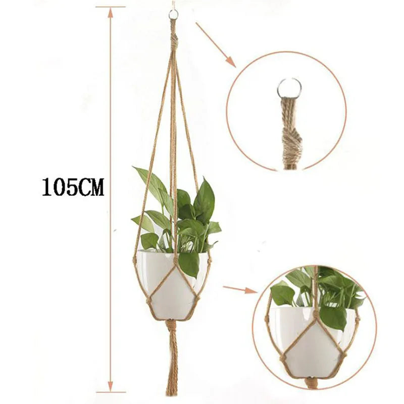 Garden Hanging Planter Macrame Plant Storage Basket Jute