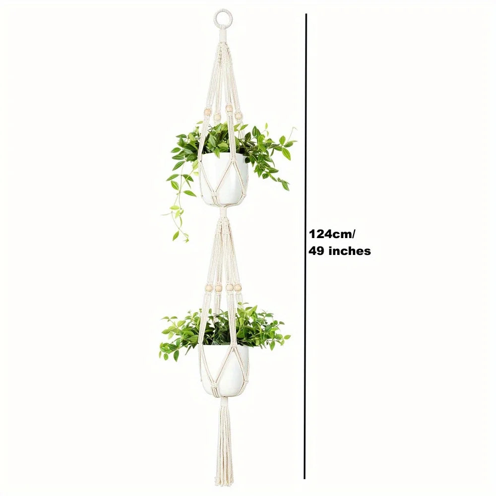 Macrame Double Plant Pendant Indoor Outdoor