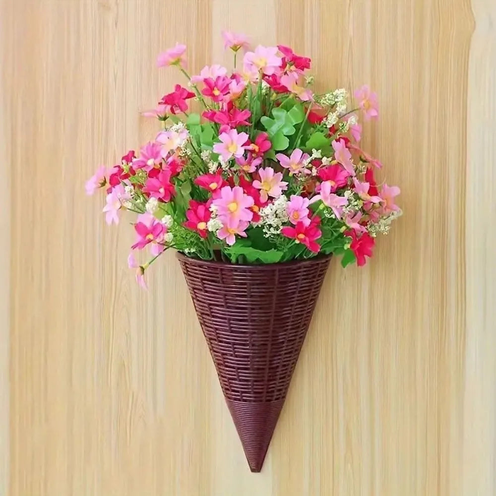 Plastic Hanging Flower Basket Fan-Shaped Pattern Durable Art