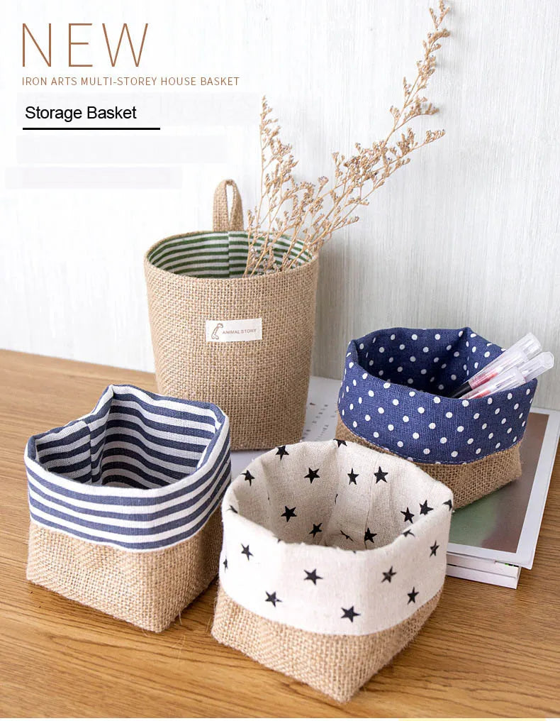 Jute Linen Basket Storage Organizer Jute Basket For