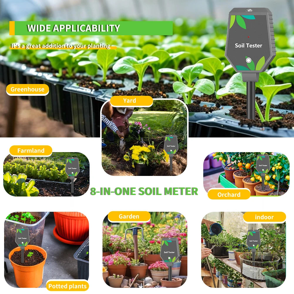 6-in-1 Multifunction Soil Meter Digital PH Tester Ec/light/moisture…