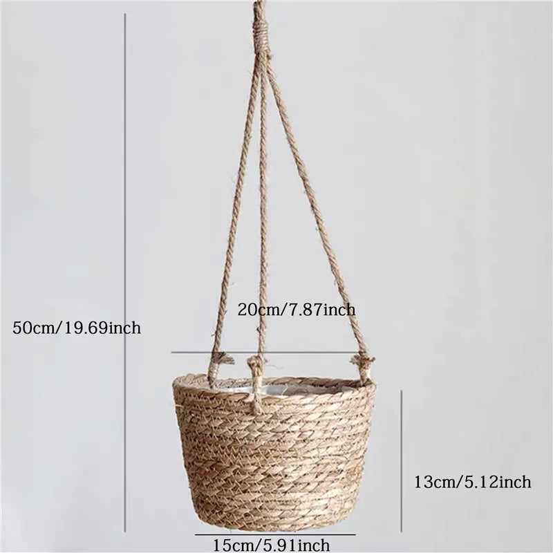 Garden Hanging Planter Macrame Plant Storage Basket Jute