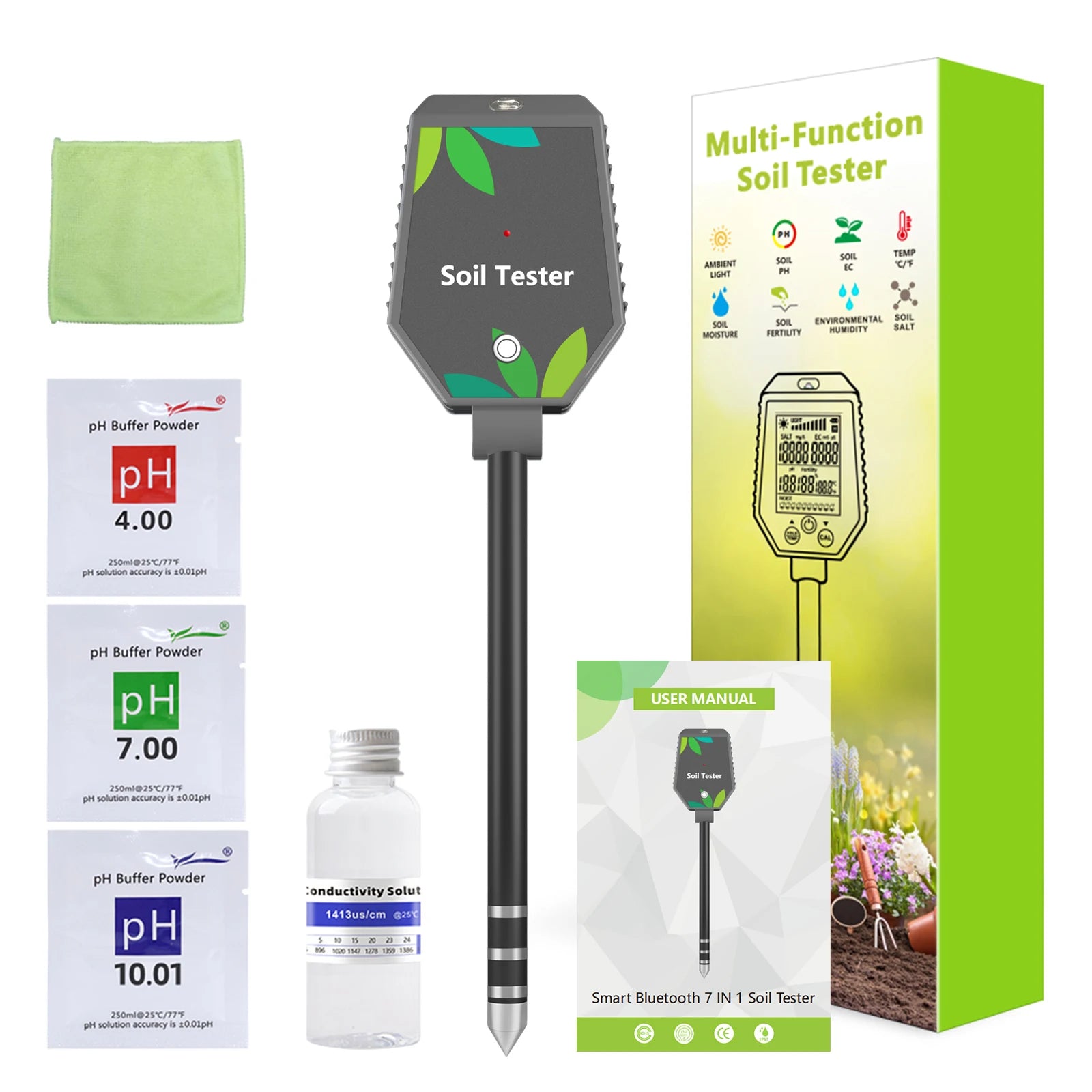 6-in-1 Multifunction Soil Meter Digital PH Tester Ec/light/moisture…