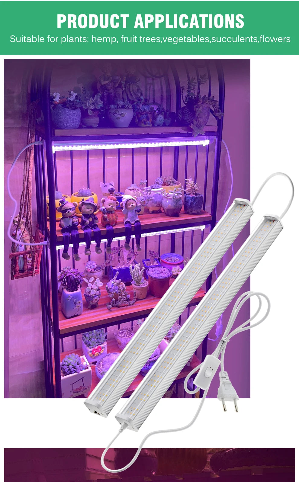 Full Spectrum LED Growth Tube 4000K/Purple/Sunlight Plant