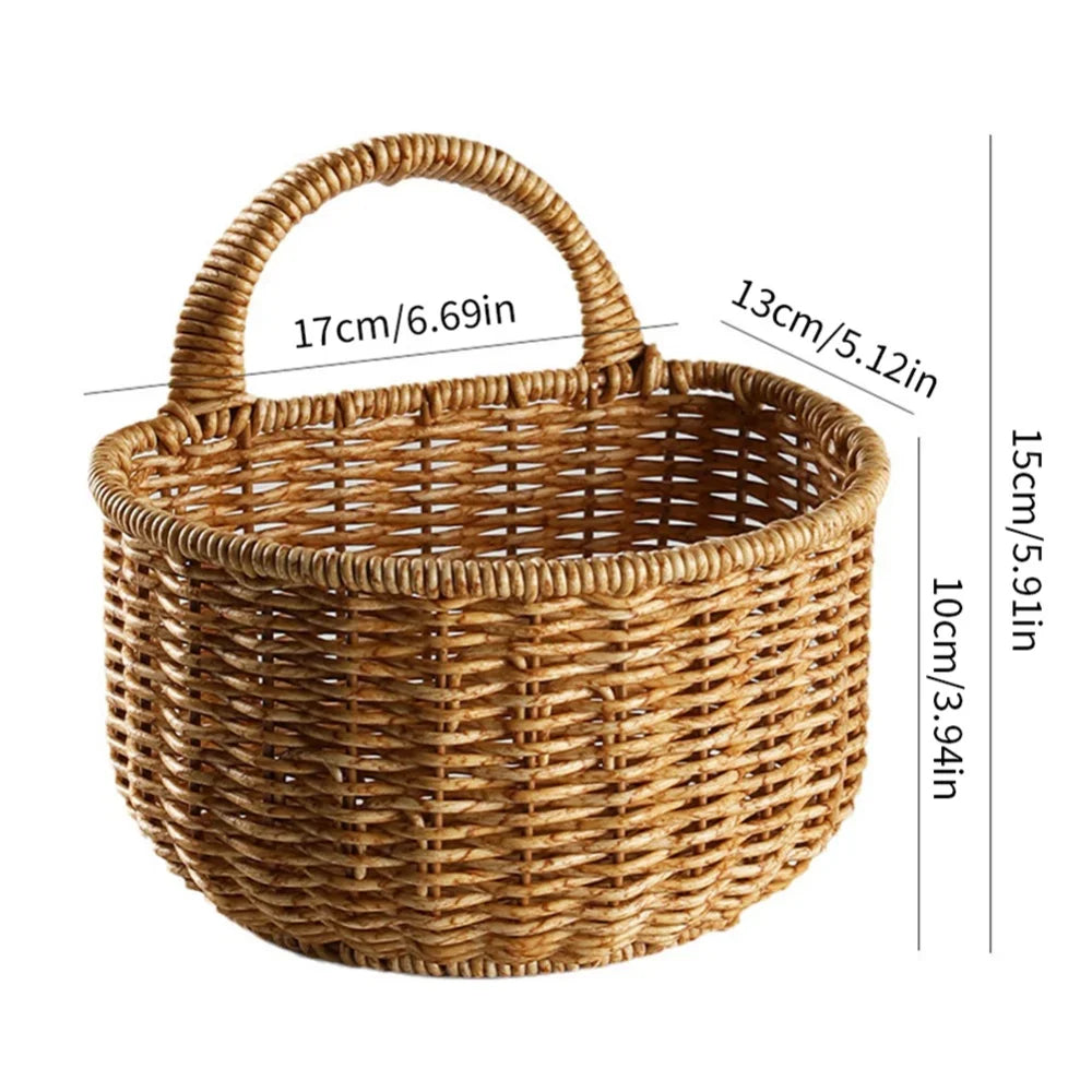 Home Hanging Woven Storage Basket Hand-Woven Wall Basket