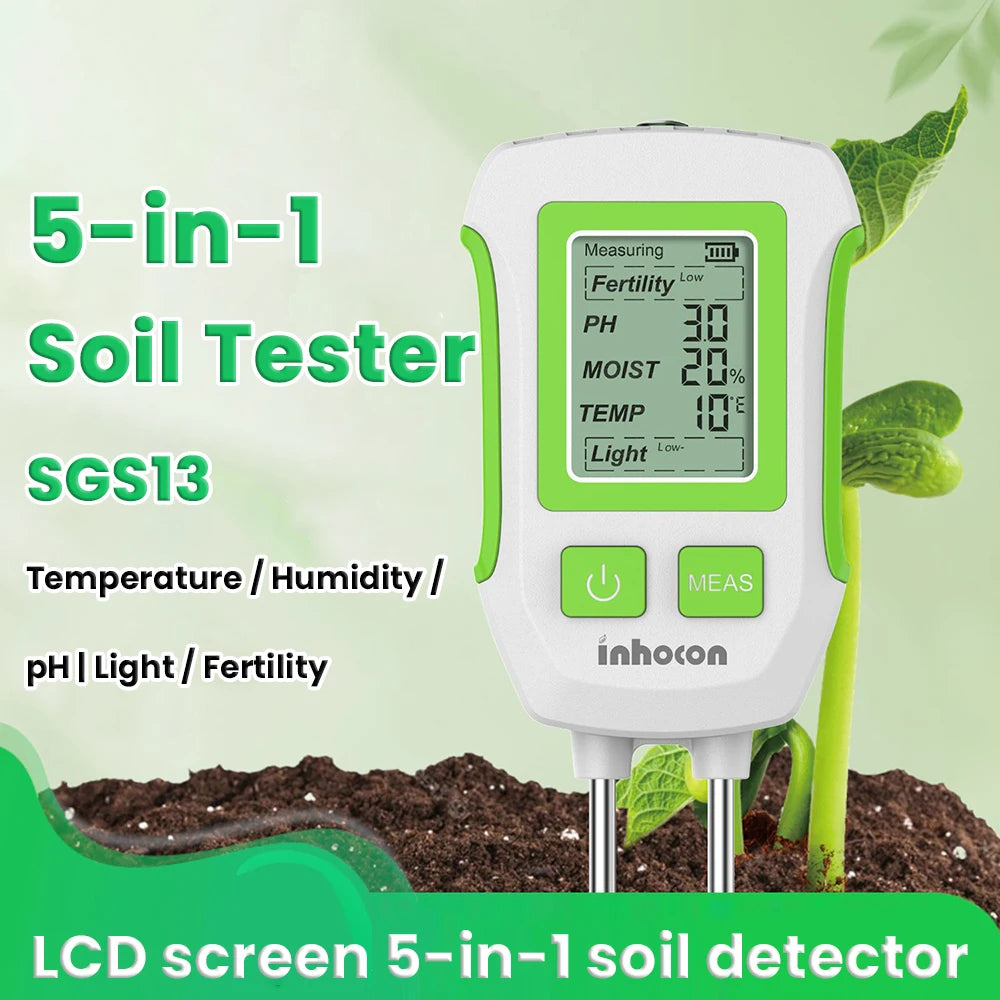 6-in-1 LCD Soil Tester PH Moisture Temperature Humidity