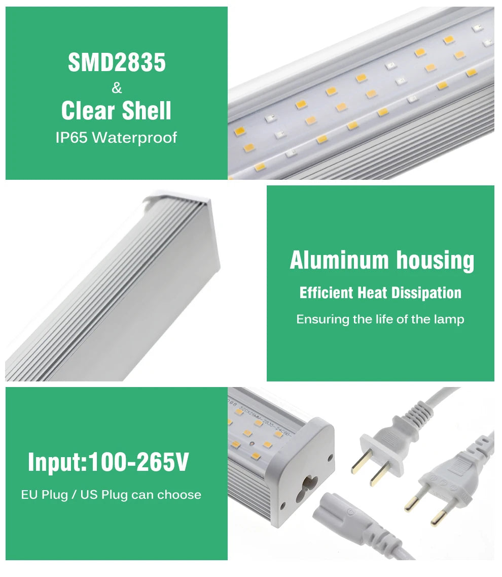 Full Spectrum LED Growth Tube 4000K/Purple/Sunlight Plant