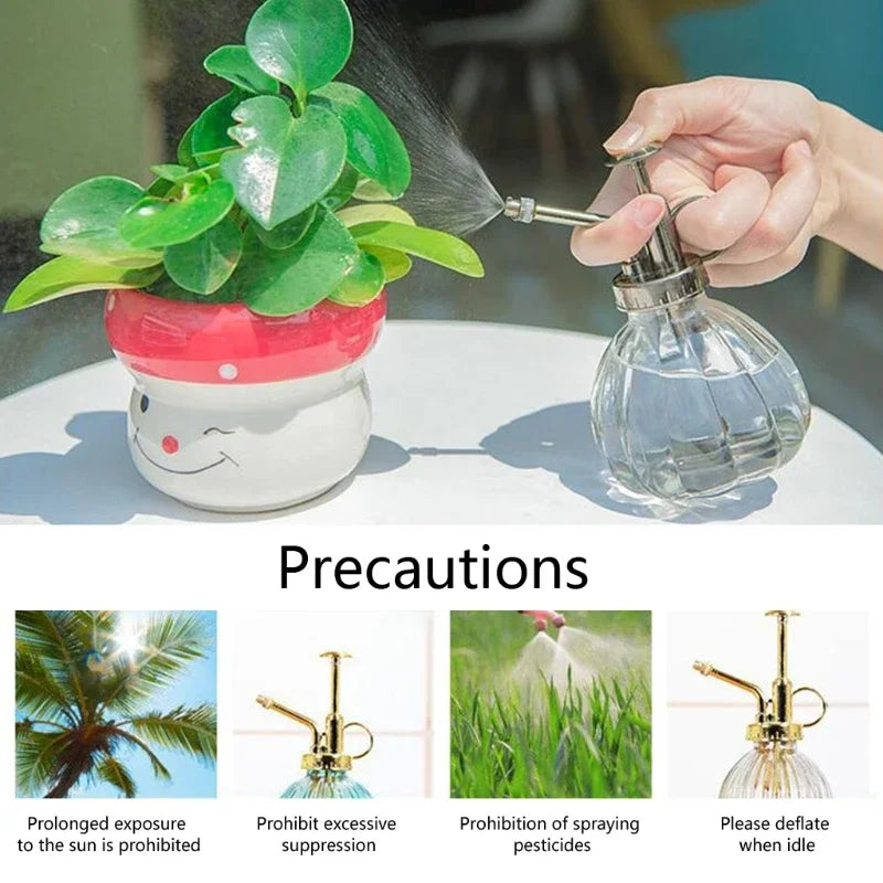 Glass Watering Can Pot Vintage Plant Mister Pressure