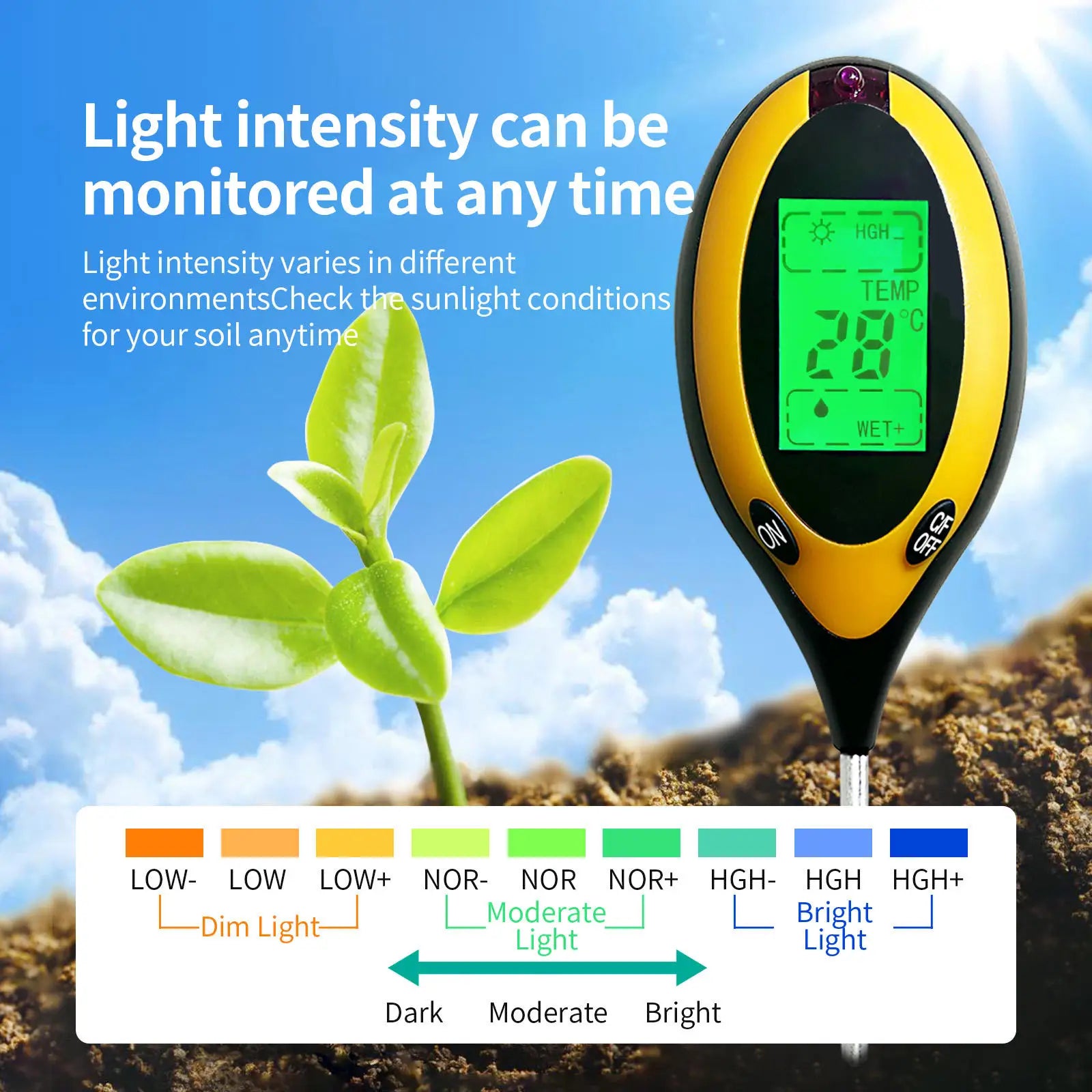3-in-1 Soil PH Tester PH Light Moisture Acidity