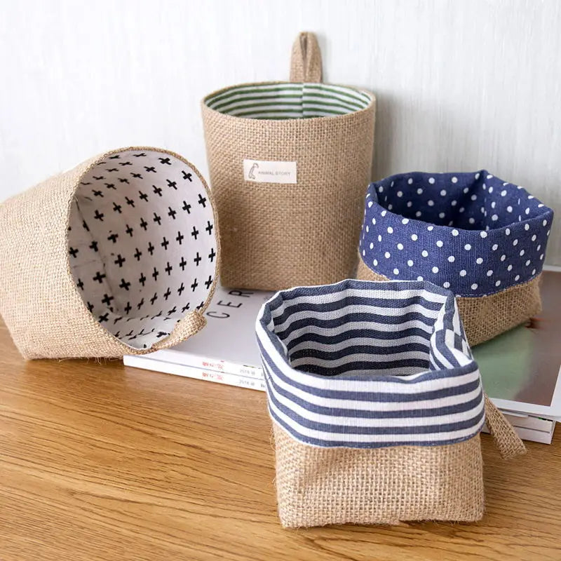Jute Linen Basket Storage Organizer Jute Basket For