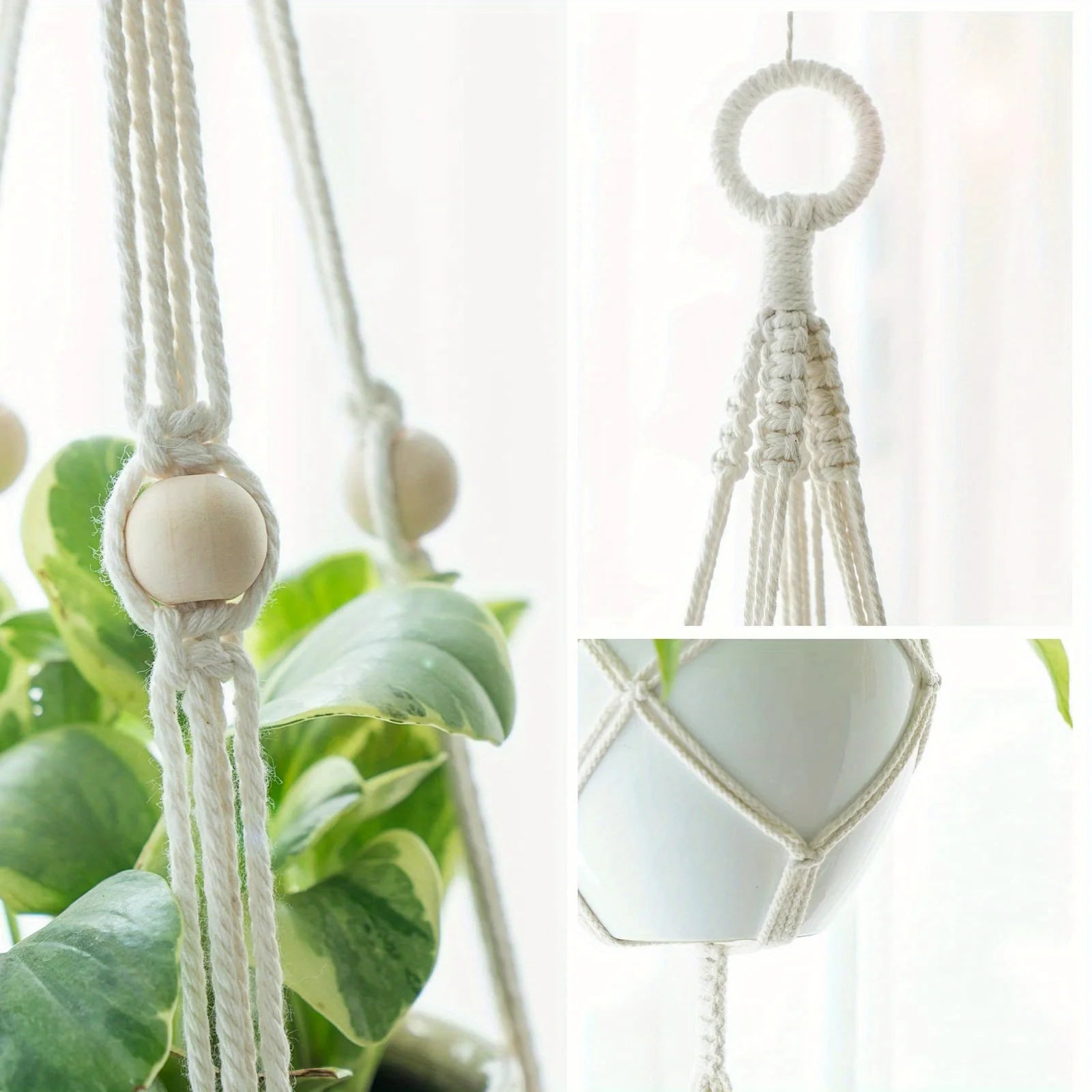 Macrame Double Plant Pendant Indoor Outdoor