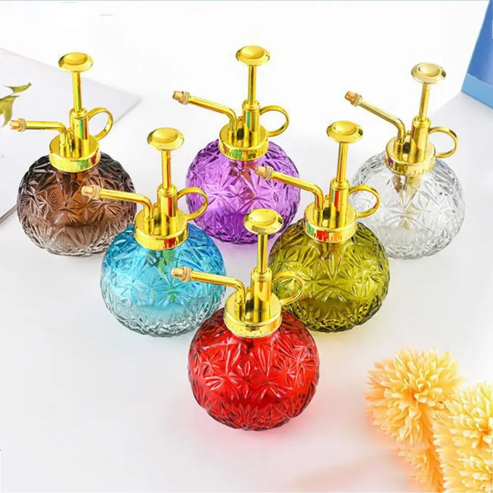 240ML Plant Sprinkler Kettle Embossed Glass Candy Colored