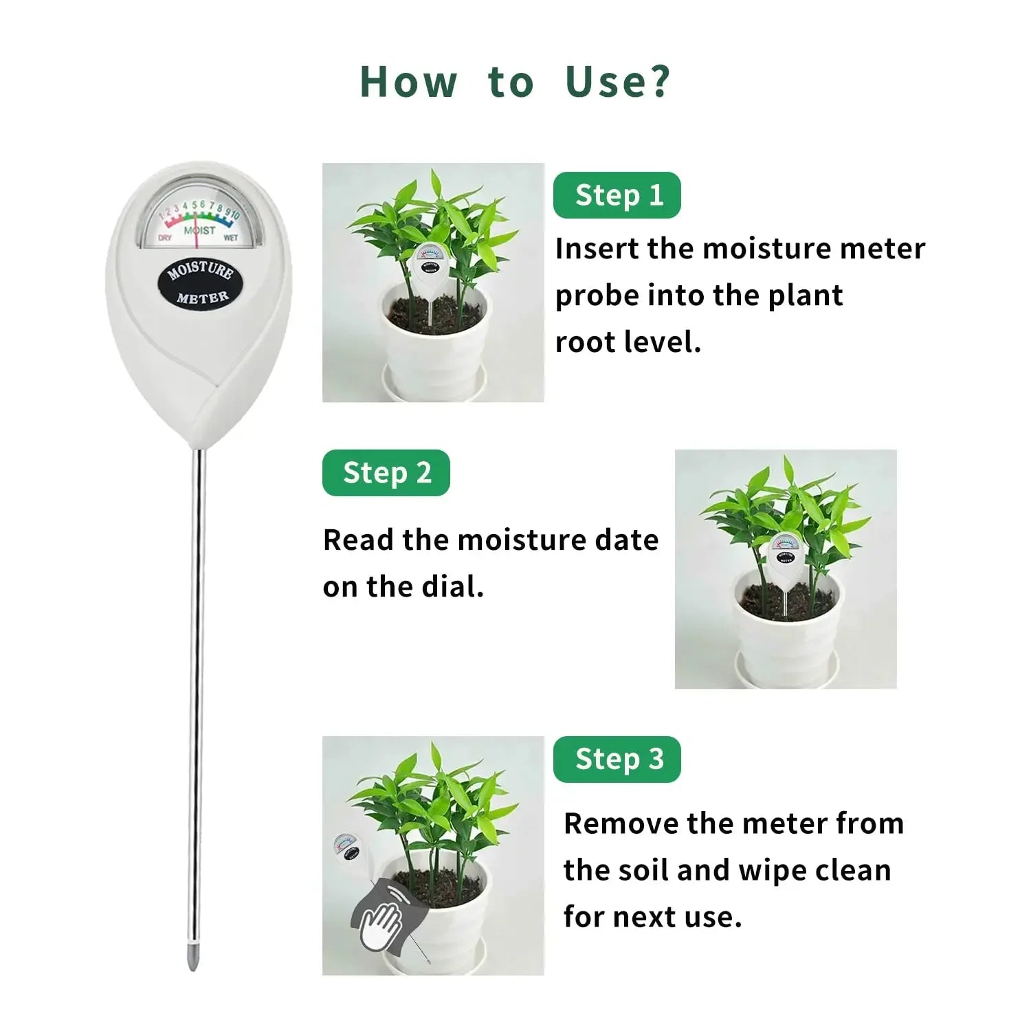 3-in-1 Soil Moisture Meter – No Battery Sunlight