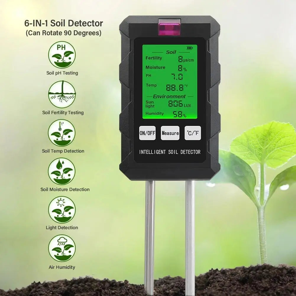6-in-1 Multifunction Soil Meter Digital Hygrometer PH Tester