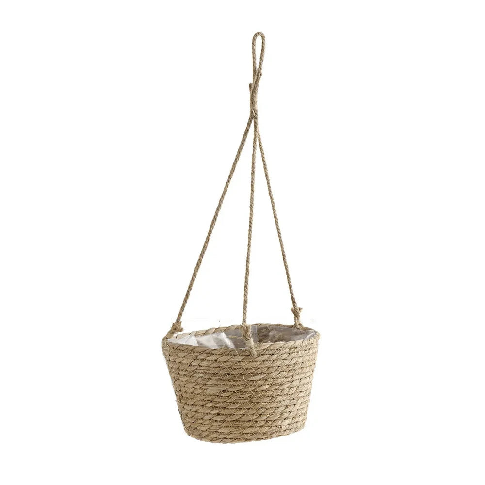 Straw Hanging Basket Planter Twine Woven Flower Basket