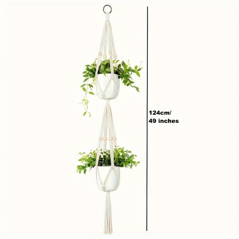 Macrame Double Plant Pendant Indoor Outdoor