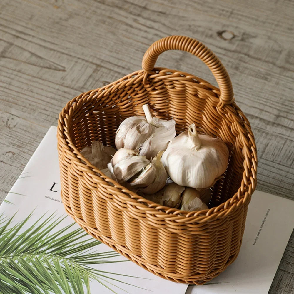 Home Hanging Woven Storage Basket Hand-Woven Wall Basket