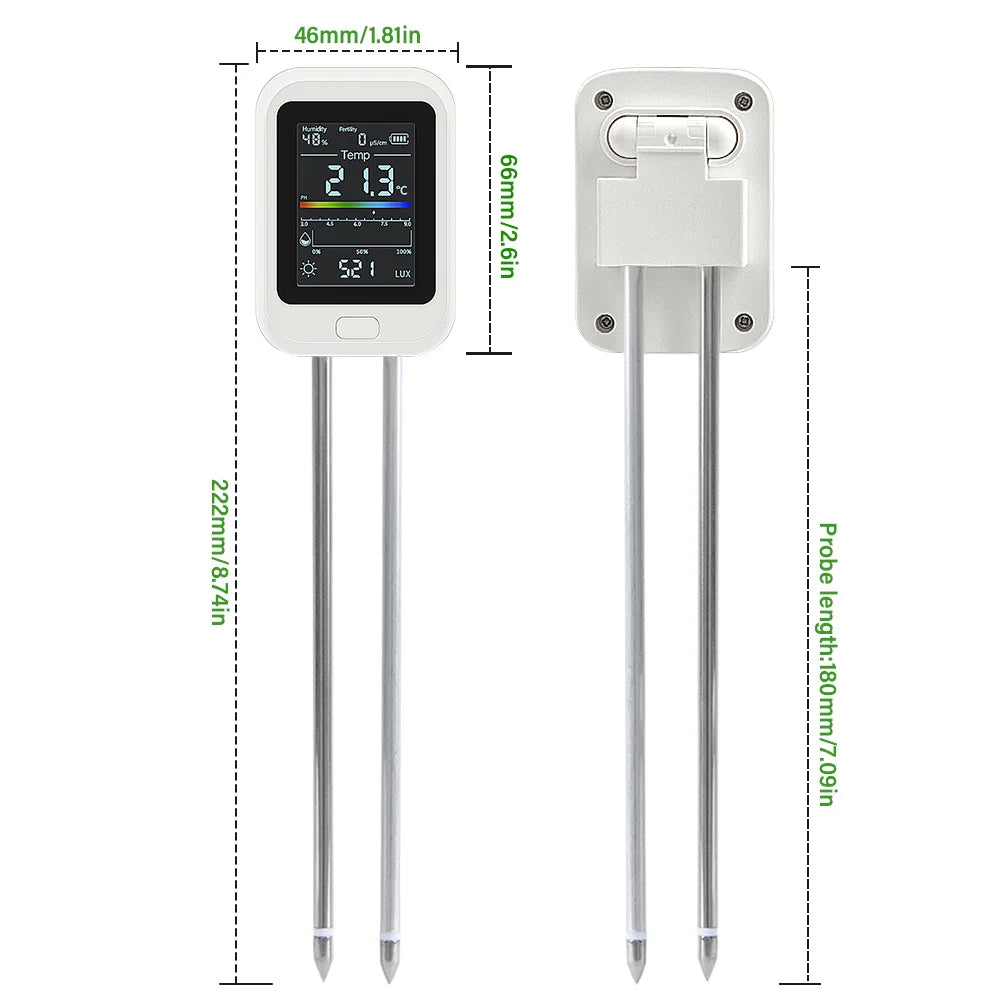 YIERYI 6-in-1 Rechargeable Soil PH Tester Moisture/fertility/sunlig…