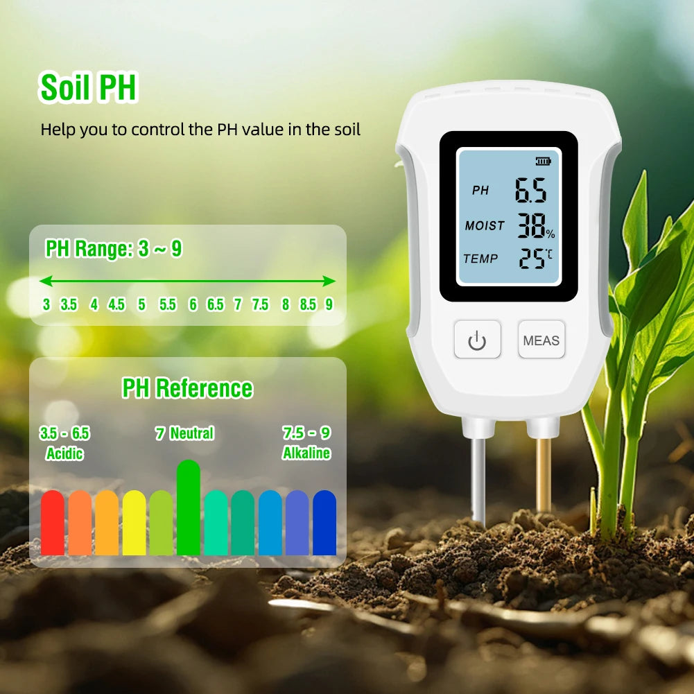 YIERYI Soil Meter Digital PH Moisture Fertility Light