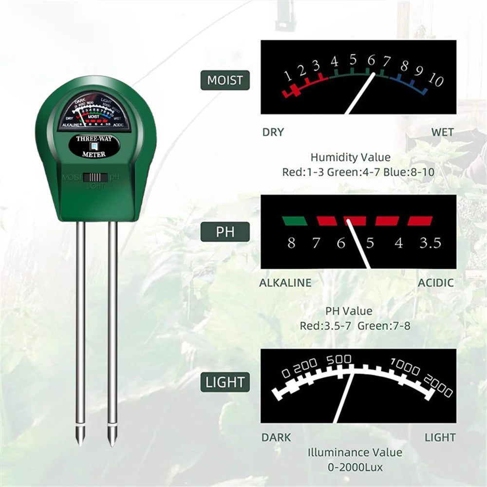 6-in-1 LCD Soil Tester PH Moisture Temperature Humidity