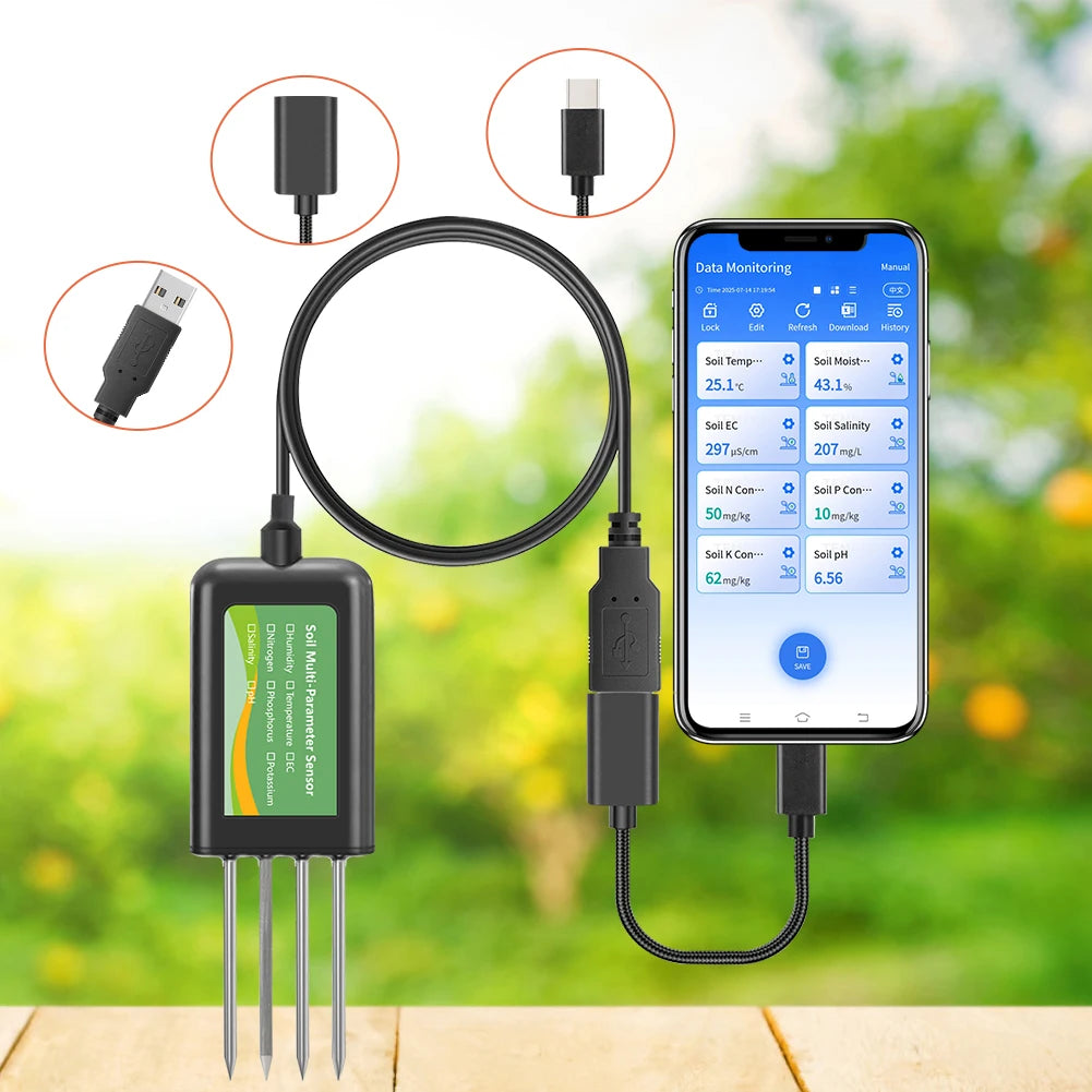 8-in-1 Soil Sensor For Agriculture PH EC Moisture